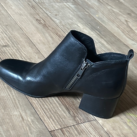 Born Black Leather Ankle Booties with Low Block Heel - Picture 7 of 10